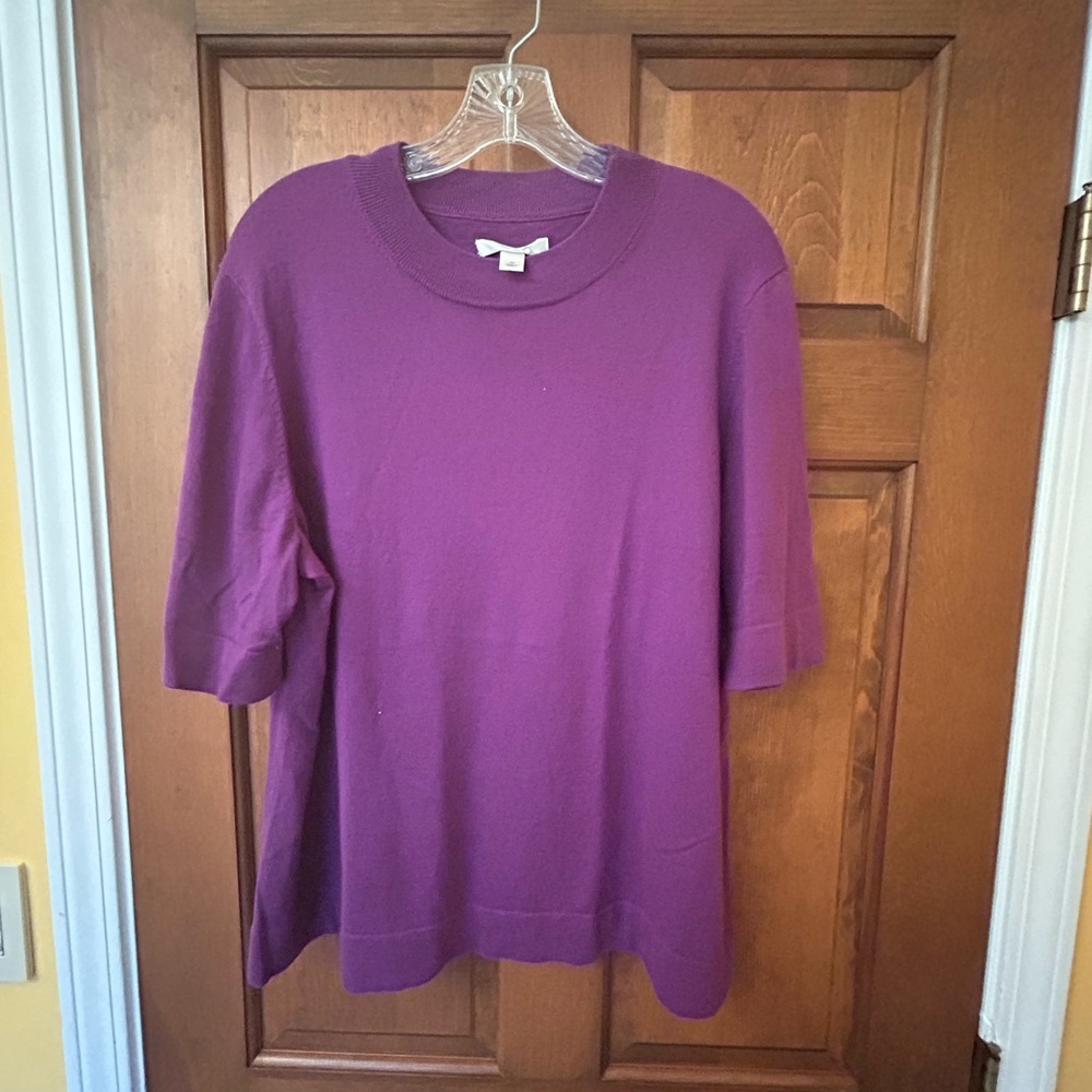 Liz Claiborne, ladies short sleeve knit top- purple